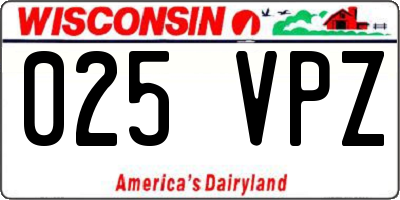 WI license plate 025VPZ