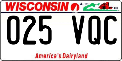 WI license plate 025VQC