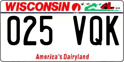 WI license plate 025VQK