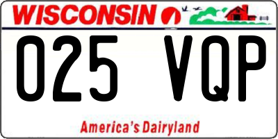WI license plate 025VQP