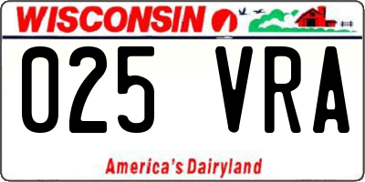 WI license plate 025VRA