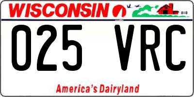 WI license plate 025VRC