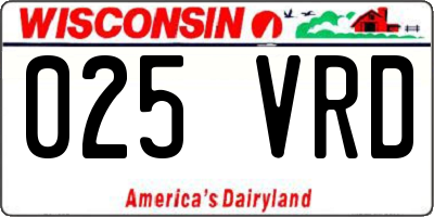 WI license plate 025VRD