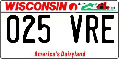 WI license plate 025VRE