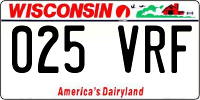 WI license plate 025VRF