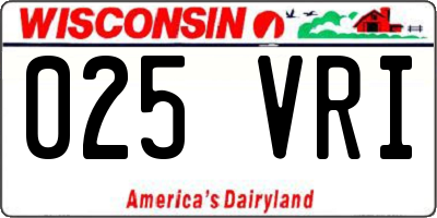 WI license plate 025VRI