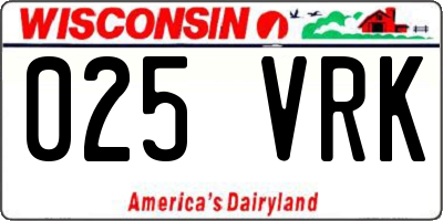 WI license plate 025VRK