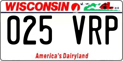 WI license plate 025VRP