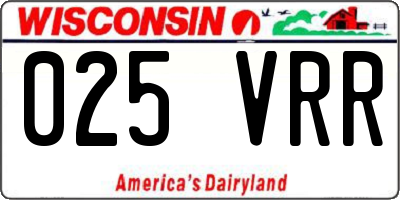 WI license plate 025VRR
