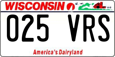 WI license plate 025VRS