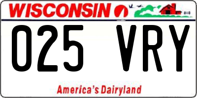 WI license plate 025VRY
