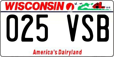 WI license plate 025VSB