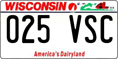 WI license plate 025VSC