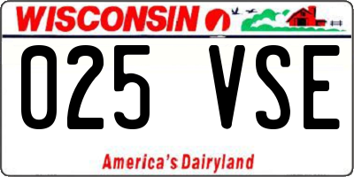 WI license plate 025VSE