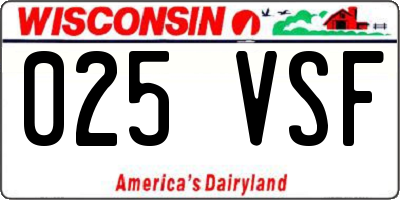 WI license plate 025VSF