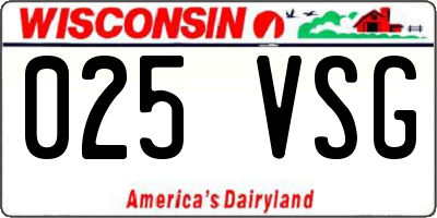 WI license plate 025VSG