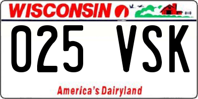 WI license plate 025VSK