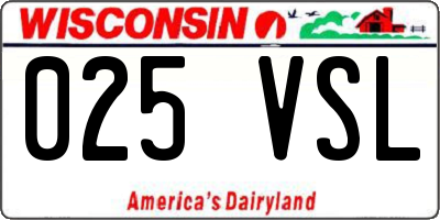 WI license plate 025VSL