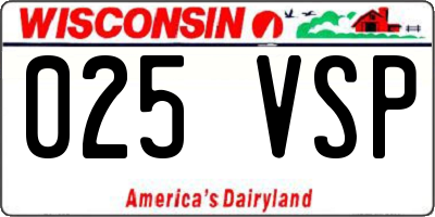 WI license plate 025VSP