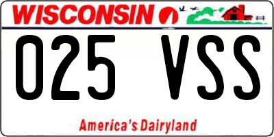 WI license plate 025VSS