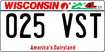 WI license plate 025VST