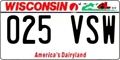 WI license plate 025VSW