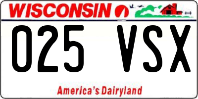 WI license plate 025VSX