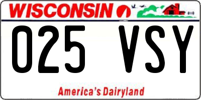 WI license plate 025VSY