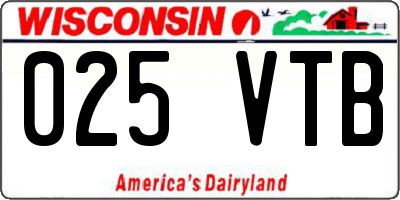 WI license plate 025VTB