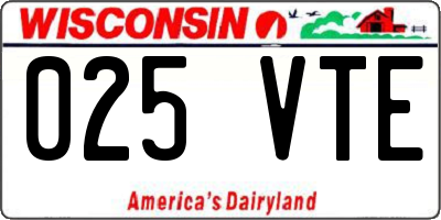 WI license plate 025VTE