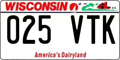 WI license plate 025VTK