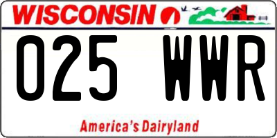 WI license plate 025WWR