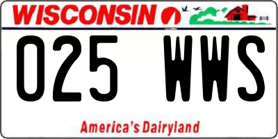 WI license plate 025WWS