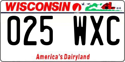 WI license plate 025WXC