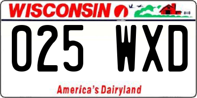 WI license plate 025WXD
