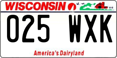 WI license plate 025WXK