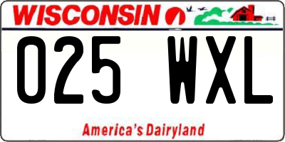 WI license plate 025WXL
