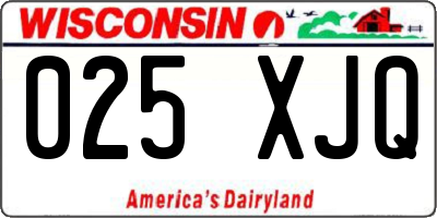 WI license plate 025XJQ