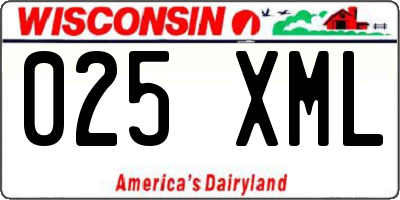 WI license plate 025XML