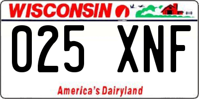 WI license plate 025XNF