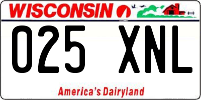 WI license plate 025XNL