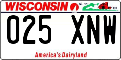 WI license plate 025XNW