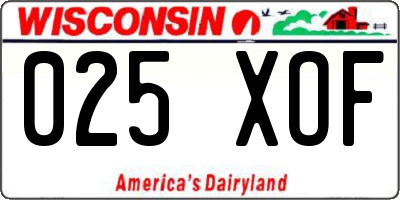 WI license plate 025XOF