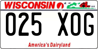 WI license plate 025XOG