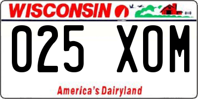 WI license plate 025XOM