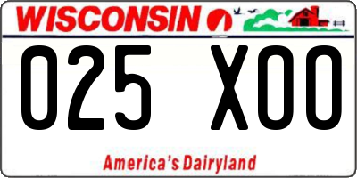 WI license plate 025XOO