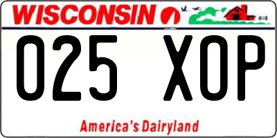WI license plate 025XOP