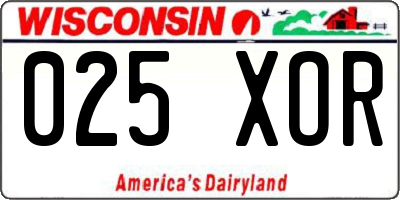 WI license plate 025XOR