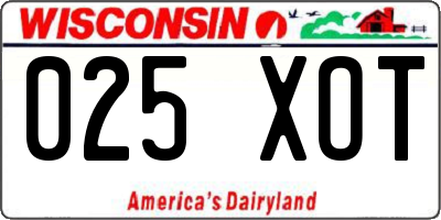 WI license plate 025XOT