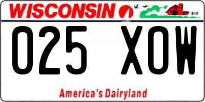 WI license plate 025XOW